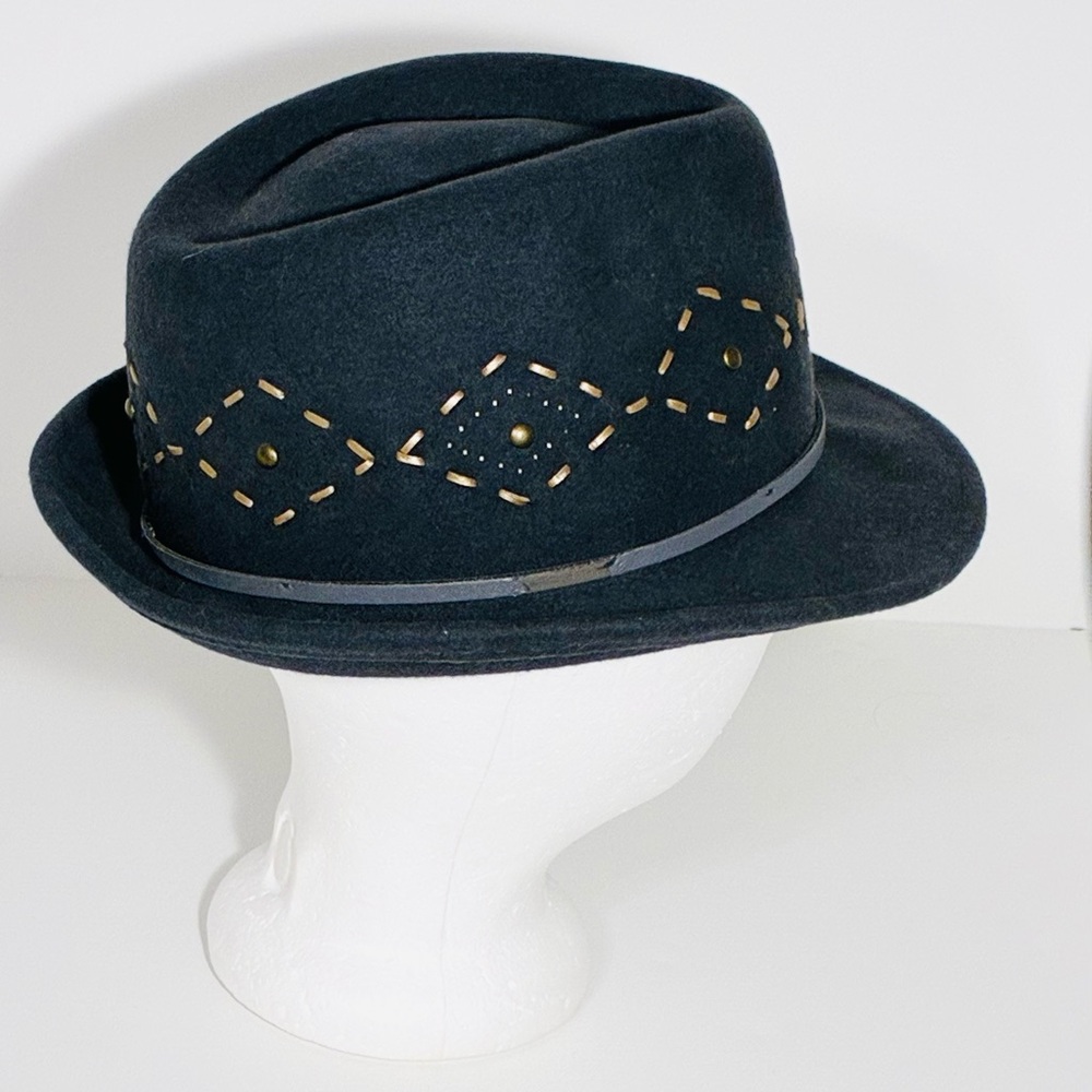 Cha Cha’s House Of Ill Repute Diamond Stitched Studded Wool Fedora Gray OS - Picture 10 of 10